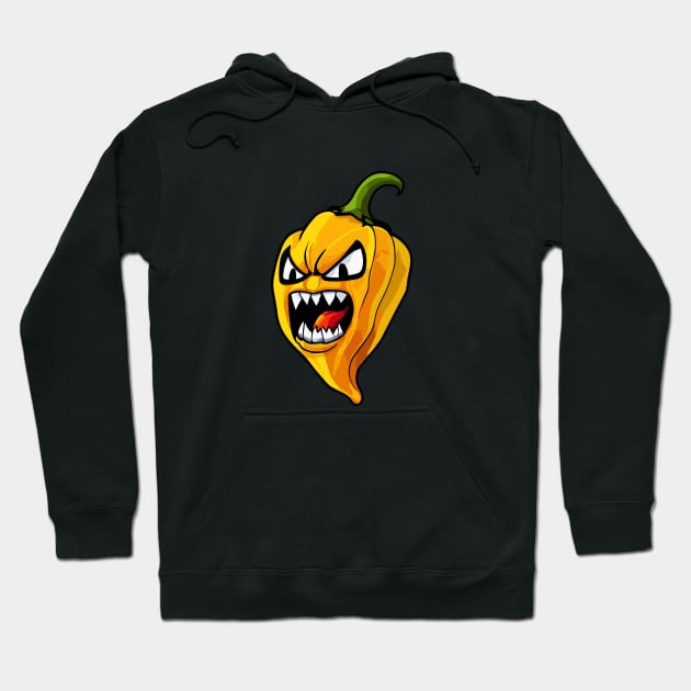 Angry Yellow Hot Habanero Pepper Hoodie by MonkaGraphics